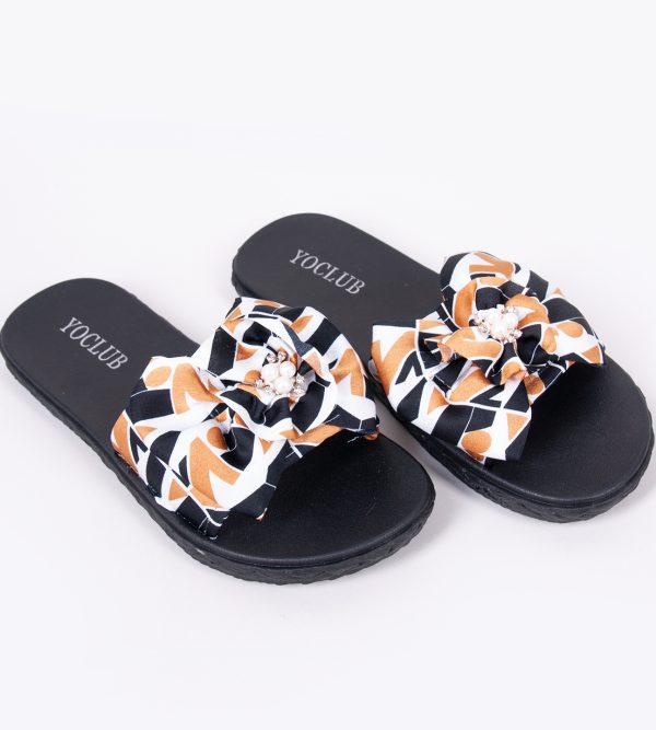 Klapki damskie z kokardą