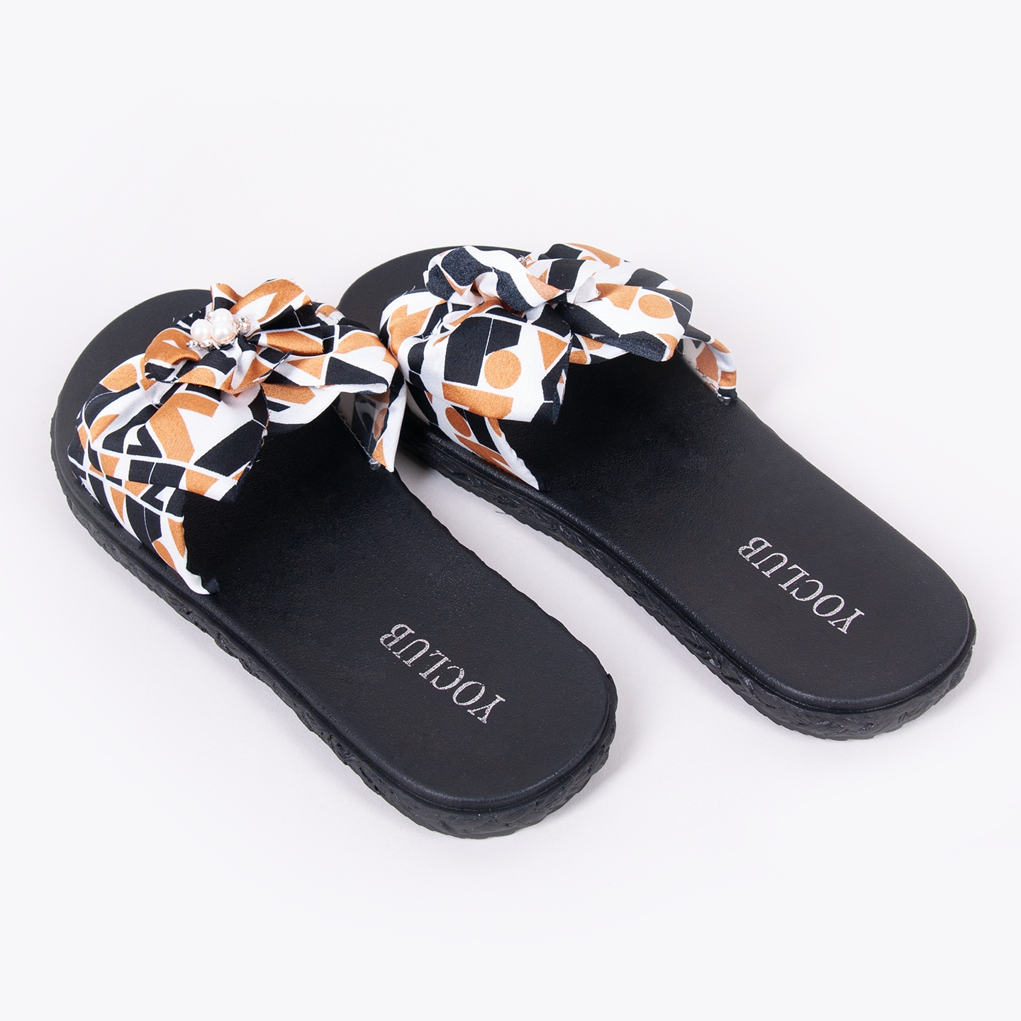 Klapki damskie z kokardą