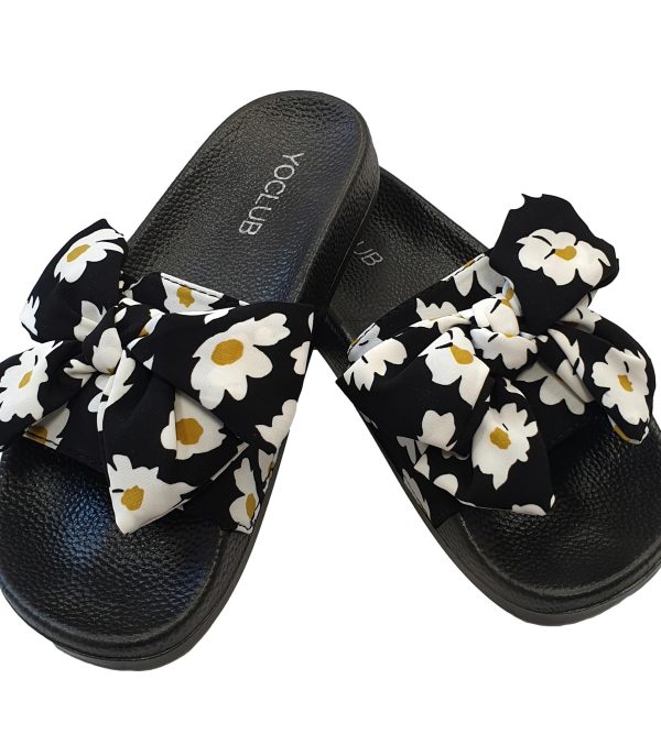 Klapki damskie z kokardą