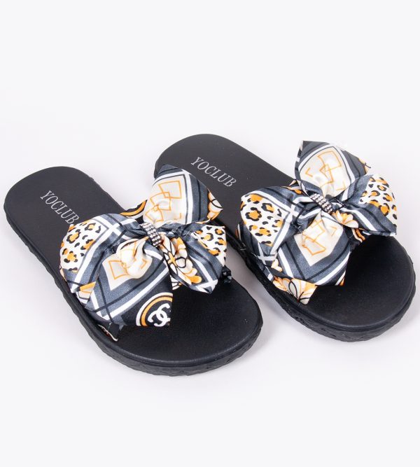 Klapki damskie z kokardą