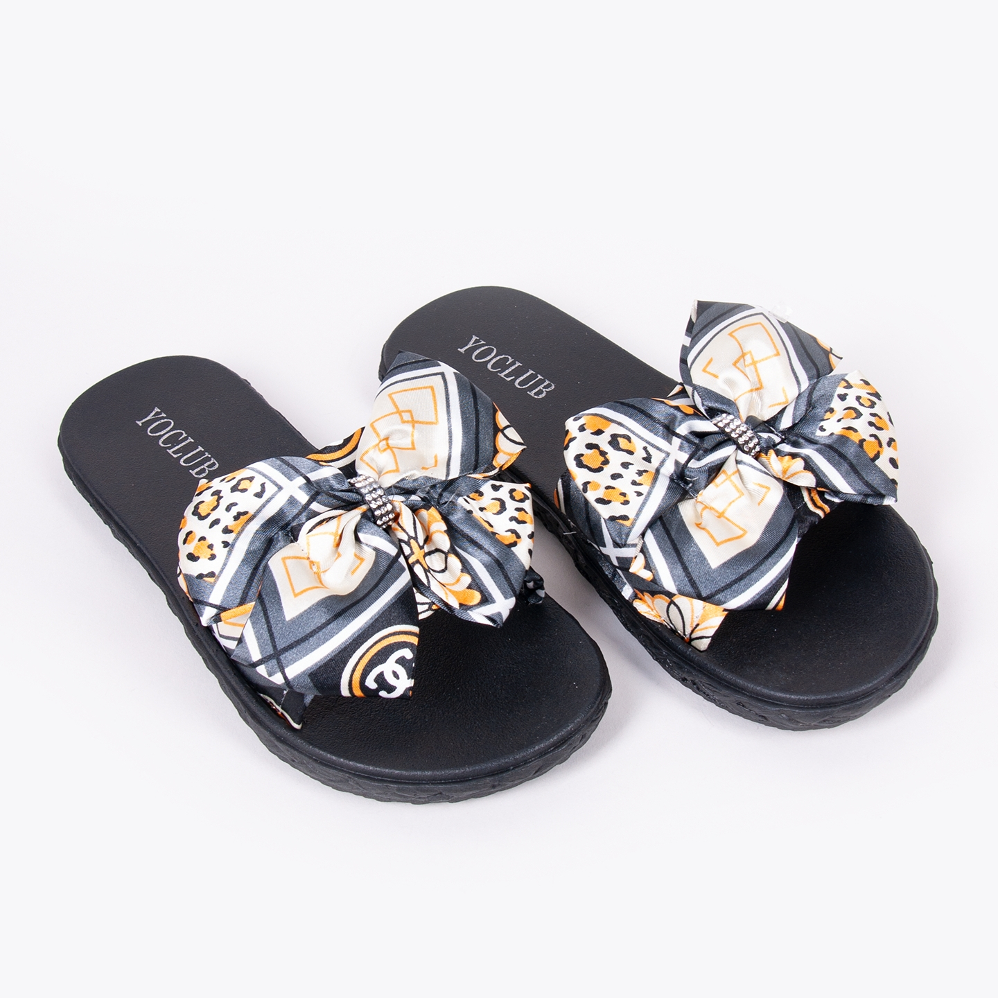 Klapki damskie z kokardą