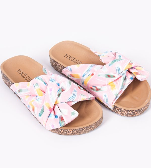 Klapki damskie z kokardą